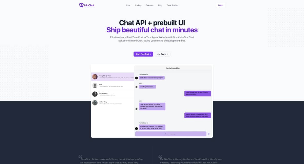 MinChat screenshot